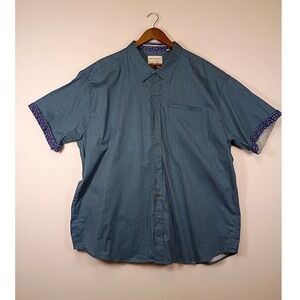 Business Casual Paperdenim & Cloth Mens 4X Blue Geometric Short Sleeve Button Up